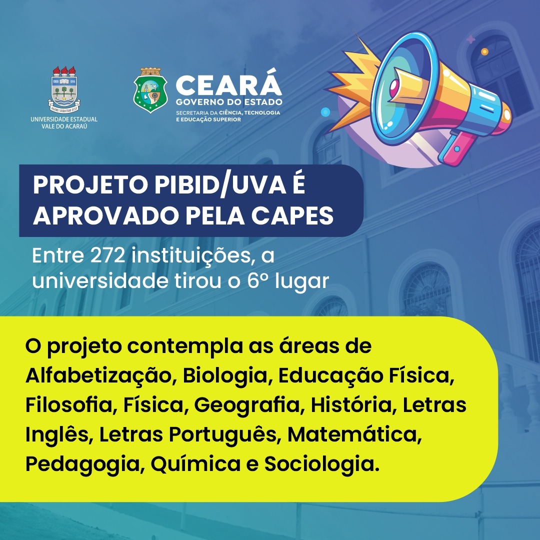 Projeto PIBID/UVA é aprovado em 6º lugar pela CAPES